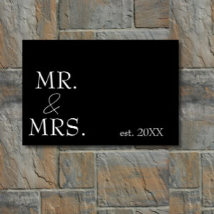 Elegant Modern Minimalist "Mr. & Mrs." Couple Doormat