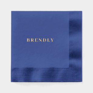 Elegant Modern Minimalist Navy Gold Foil Napkin