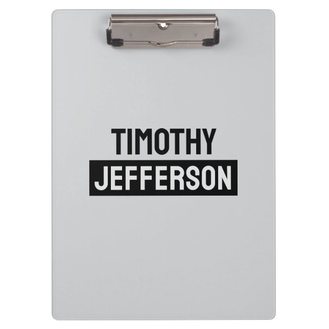 Elegant Modern Minimalist Own Name Clipboard (Front)