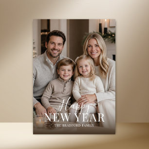 Elegant Modern Minimalist Photo New Year Card