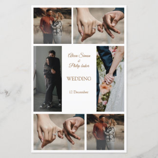 Elegant modern, minimalist photo wedding menu