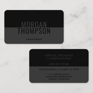 Elegant Modern Minimalist Plain Black Grey Simple Business Card