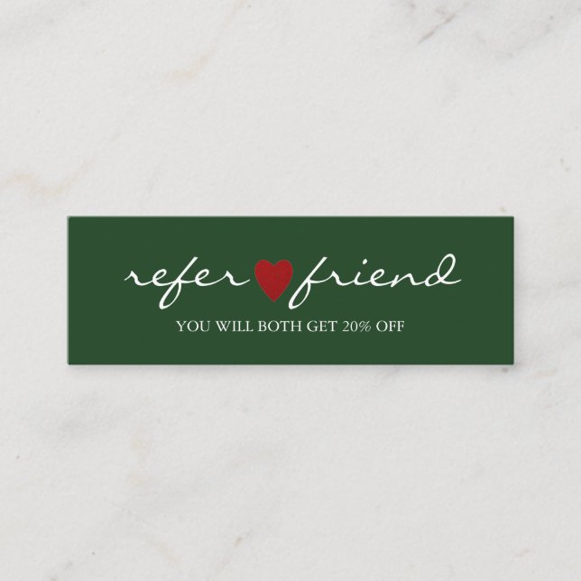 Elegant Modern Minimalist Red Heart Referral Card (Front)