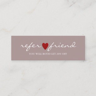 Elegant Modern Minimalist Red Heart Referral Card