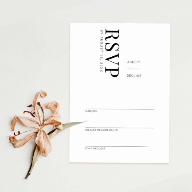 Elegant modern minimalist RSVP Reply Card (Creator Uploaded)
