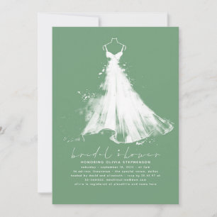Elegant Modern Minimalist Sage Green Bridal Shower Invitation