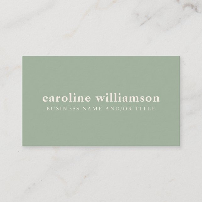 Elegant Modern Minimalist Sage Green Business Card (Front)