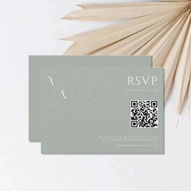 Elegant Modern Minimalist Sage Green Wedding RSVP Card (Creator Uploaded)