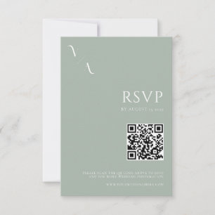 Elegant Modern Minimalist Sage Green Wedding RSVP Card