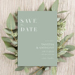 Elegant Modern Minimalist Sage Green Wedding  Save The Date<br><div class="desc">Modern wedding save the date invitation with elegant minimalist typography design in sage green colour. Easily personalise with all of your information for custom wedding save the date cards.</div>