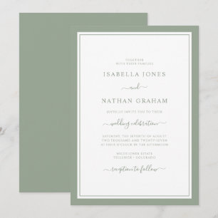 Elegant Modern Minimalist Sage Script Wedding Invitation