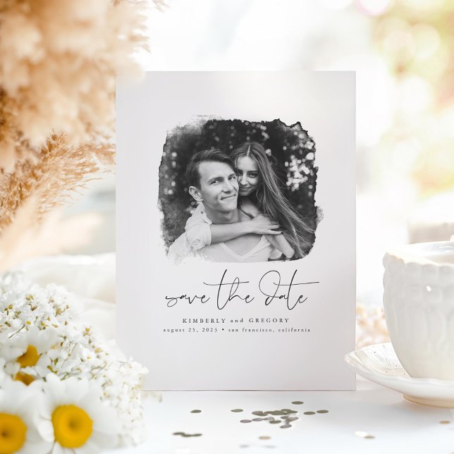 Elegant Modern Minimalist Save The Date Photo Announcement Postcard (Save the Date Minimalist Photo Card)
