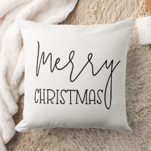 Elegant Modern Minimalist Script Merry Christmas Cushion