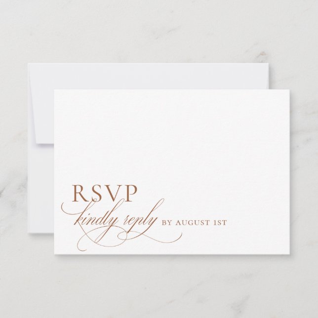 Elegant Modern Minimalist Script Wedding  RSVP Card (Front)