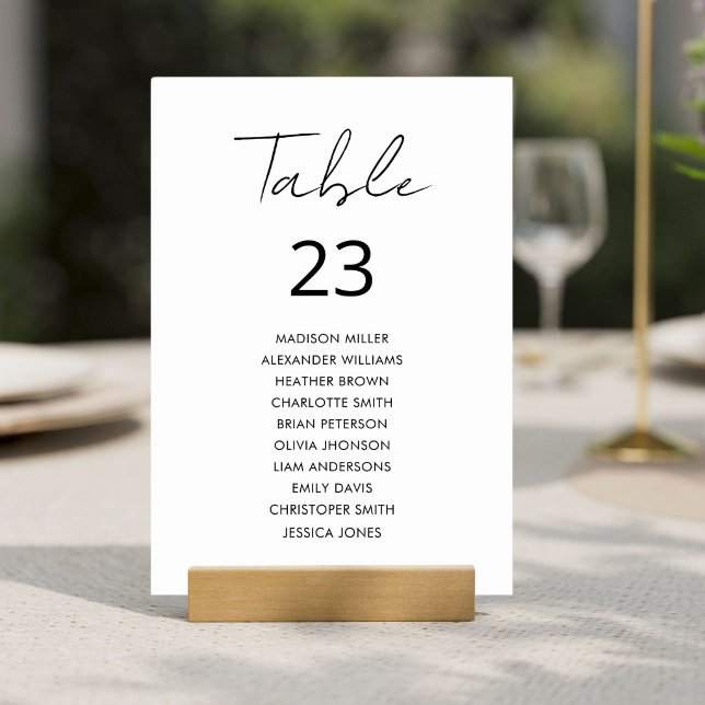 Elegant Modern Minimalist Seating Chart Table Number (Creator Uploaded)