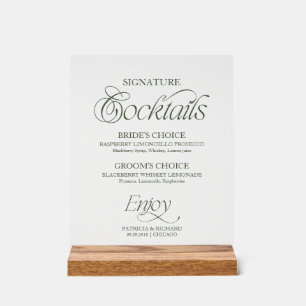 Elegant Modern Minimalist Signature Cocktails Sign