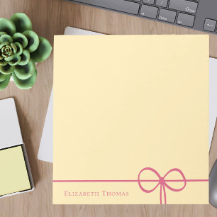 Elegant Modern Minimalist Stylish Pink Bow Notepad