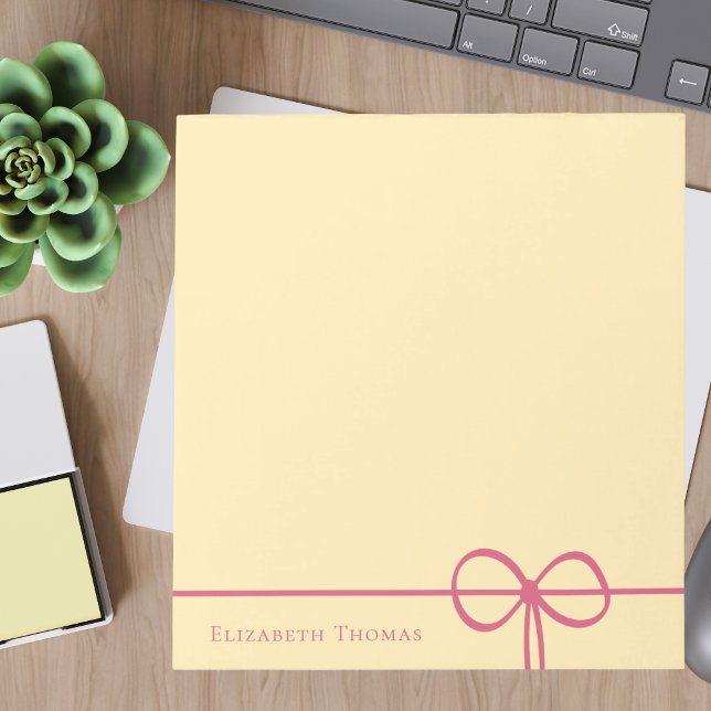 Elegant Modern Minimalist Stylish Pink Bow Notepad (Creator Uploaded)
