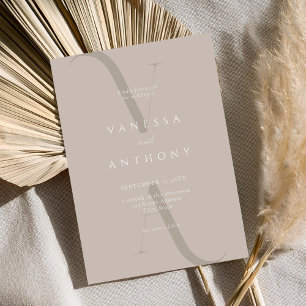Elegant Modern Minimalist Taupe Wedding Invitation