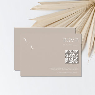 Elegant Modern Minimalist Taupe Wedding RSVP Card