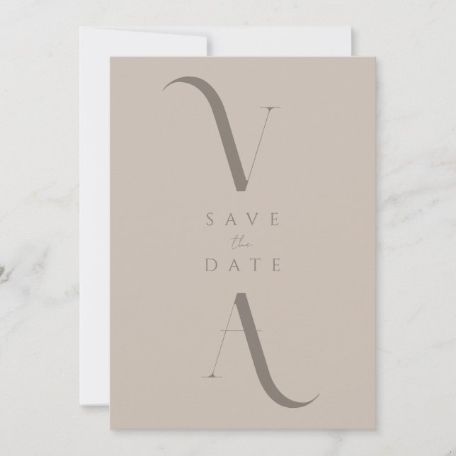 Elegant Modern Minimalist Taupe Wedding Save The Date (Front)