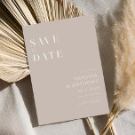 Elegant Modern Minimalist Taupe Wedding  Save The Date<br><div class="desc">Modern wedding save the date invitation with elegant minimalist typography design in taupe colour. Easily personalise with all of your information for custom wedding save the date cards.</div>