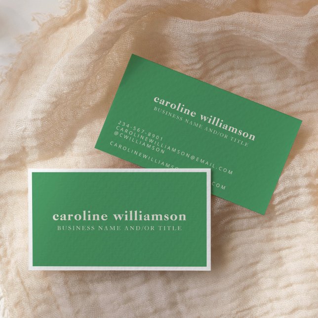Elegant Modern Minimalist Trendy Kelly Green  Business Card (Creator Uploaded)