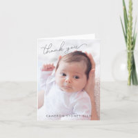 Elegant Modern Minimalist Two Baby Photo Folded