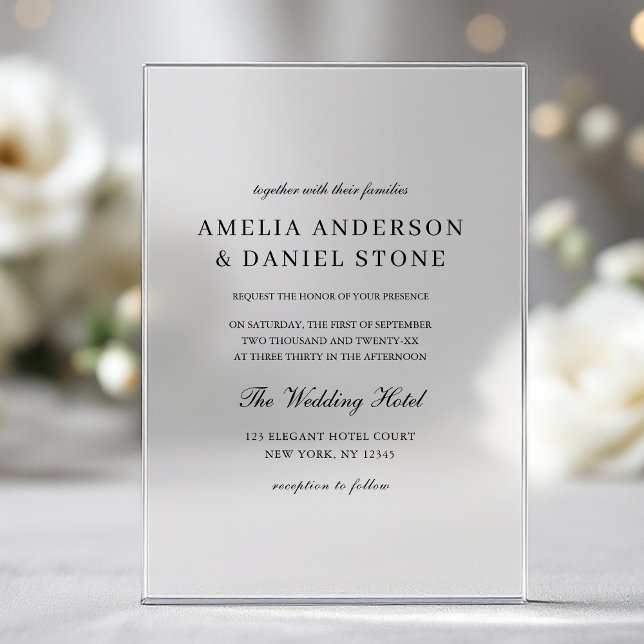 Elegant Modern Minimalist Wedding Acrylic Invitations (Creator Uploaded)