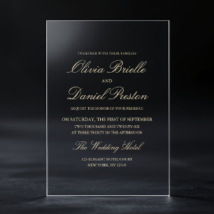 Elegant Modern Minimalist Wedding Acrylic Invitations