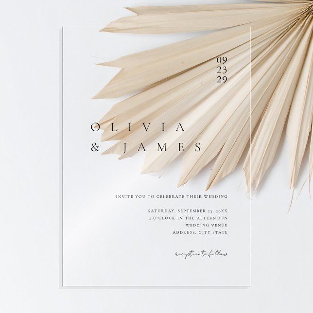 Elegant Modern Minimalist Wedding Acrylic Invitations (Creator Uploaded)