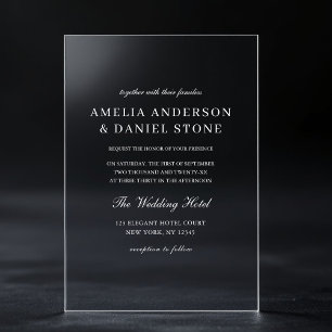 Elegant Modern Minimalist Wedding Acrylic Invitations