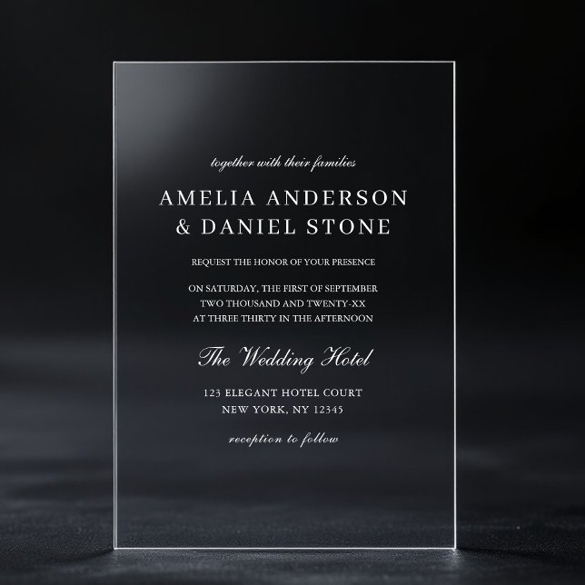 Elegant Modern Minimalist Wedding Acrylic Invitations (Creator Uploaded)