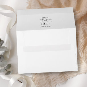 Elegant Modern Minimalist Wedding Black & White  Envelope