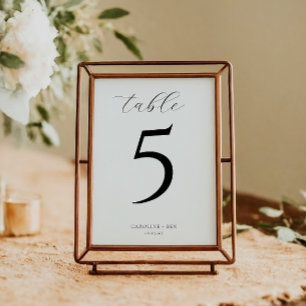 Elegant Modern Minimalist Wedding Black White  Table Number