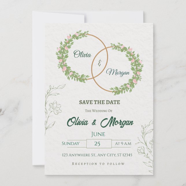 Elegant Modern Minimalist Wedding Invite (Front)