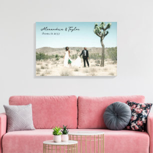 Elegant Modern Minimalist Wedding Photo Canvas Print