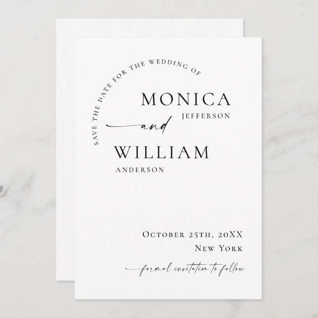 Elegant Modern Minimalist Wedding QR Code Save The Date (Front/Back)