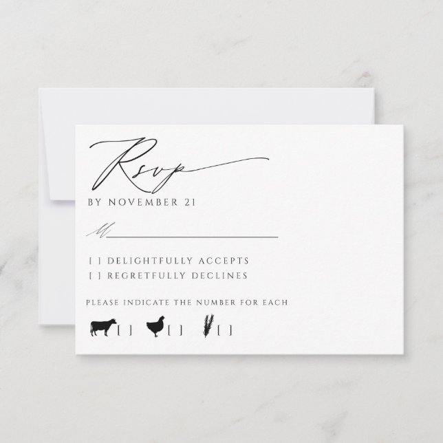 Elegant Modern Minimalist Wedding RSVP Card (Front)