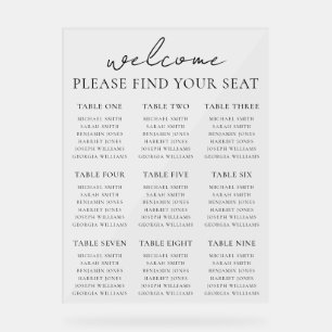 Elegant Modern Minimalist Wedding Seating Chart