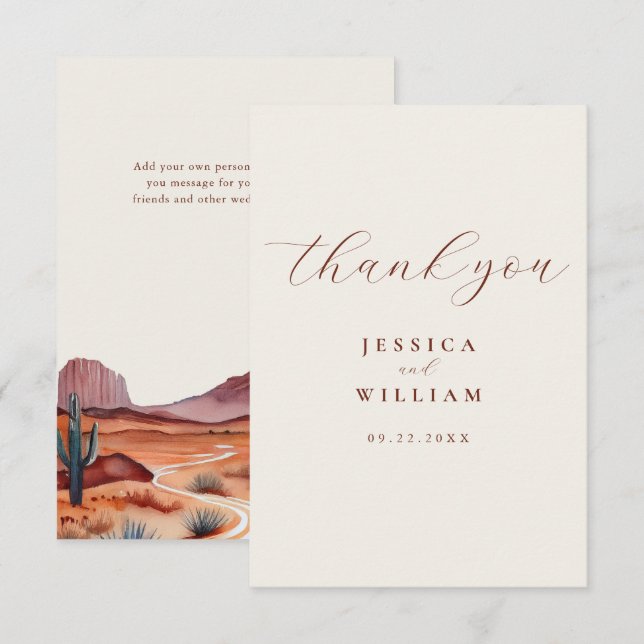 Elegant Modern Minimalist Wedding Thank You Card (Front/Back)