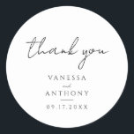 Elegant Modern Minimalist Wedding Thank You Classic Round Sticker<br><div class="desc">Elegant Modern Minimalist Black and White Wedding Thank You Sticker</div>