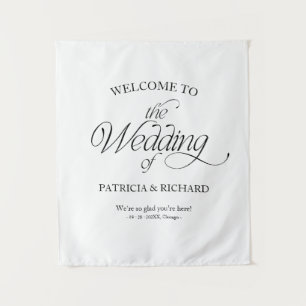 Elegant Modern Minimalist Wedding Welcome Sign Tapestry