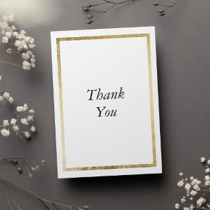 Elegant Modern Minimalist White Gold 50th Birthday Thank You Card