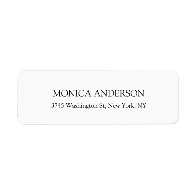 Elegant Modern Minimalist White Return Address Label (Front)