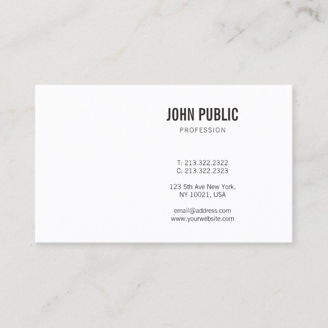 Elegant Modern Minimalistic Professional Plain Business Card (Front)