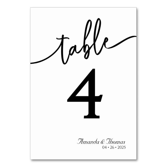 Elegant Modern Minimalistic Table Card (Front)