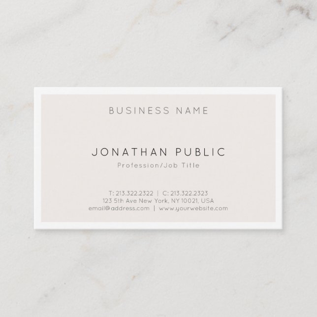 Elegant Modern Minimalistic Trendy Sleek Design Business Card (Front)