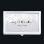 Elegant modern mint glitter makeup artist business card holder<br><div class="desc">Modern design featuring faux glitter texture,  white marble and elegant calligraphy font.</div>