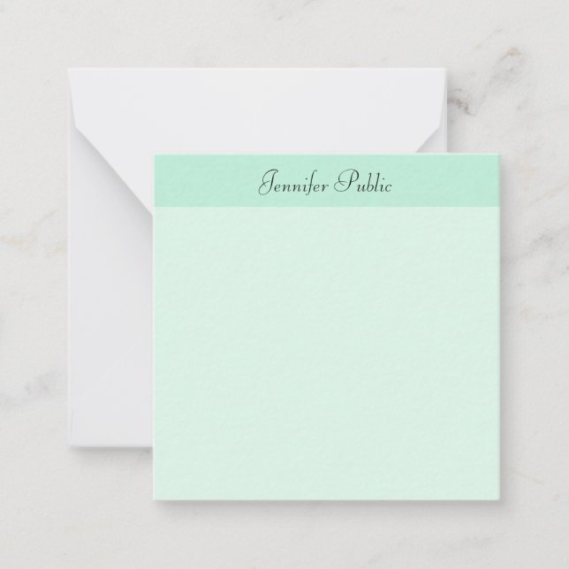 Elegant Modern Mint Green Template Hand Script (Front)